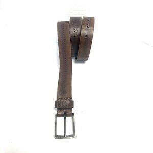 Johnston & Murphy Brown Leather Belt sz 40 Silver Buckle Business Casual‎ Career